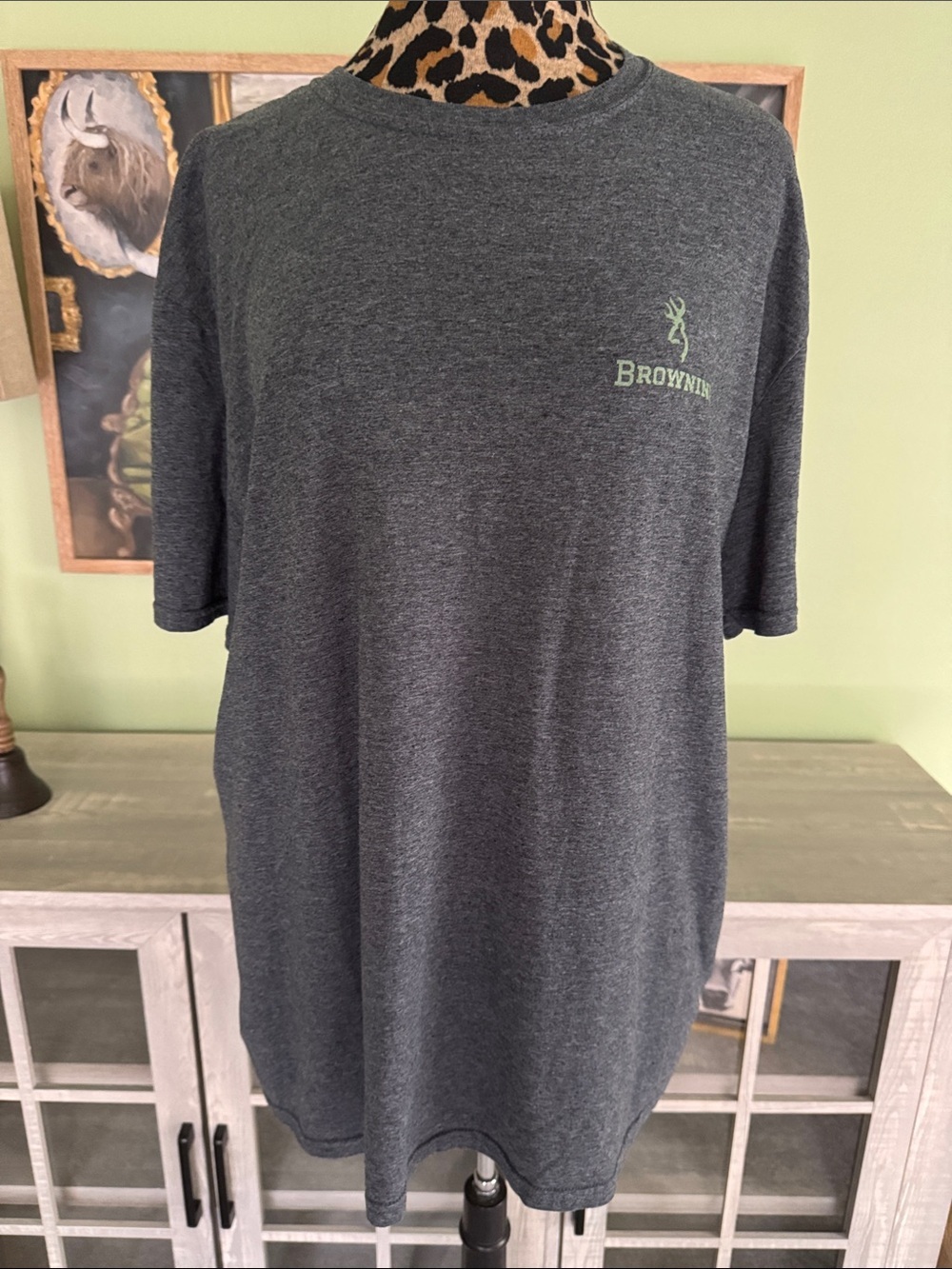 Browning Heather Charcoal Short Sleeve Tee with Green Logo